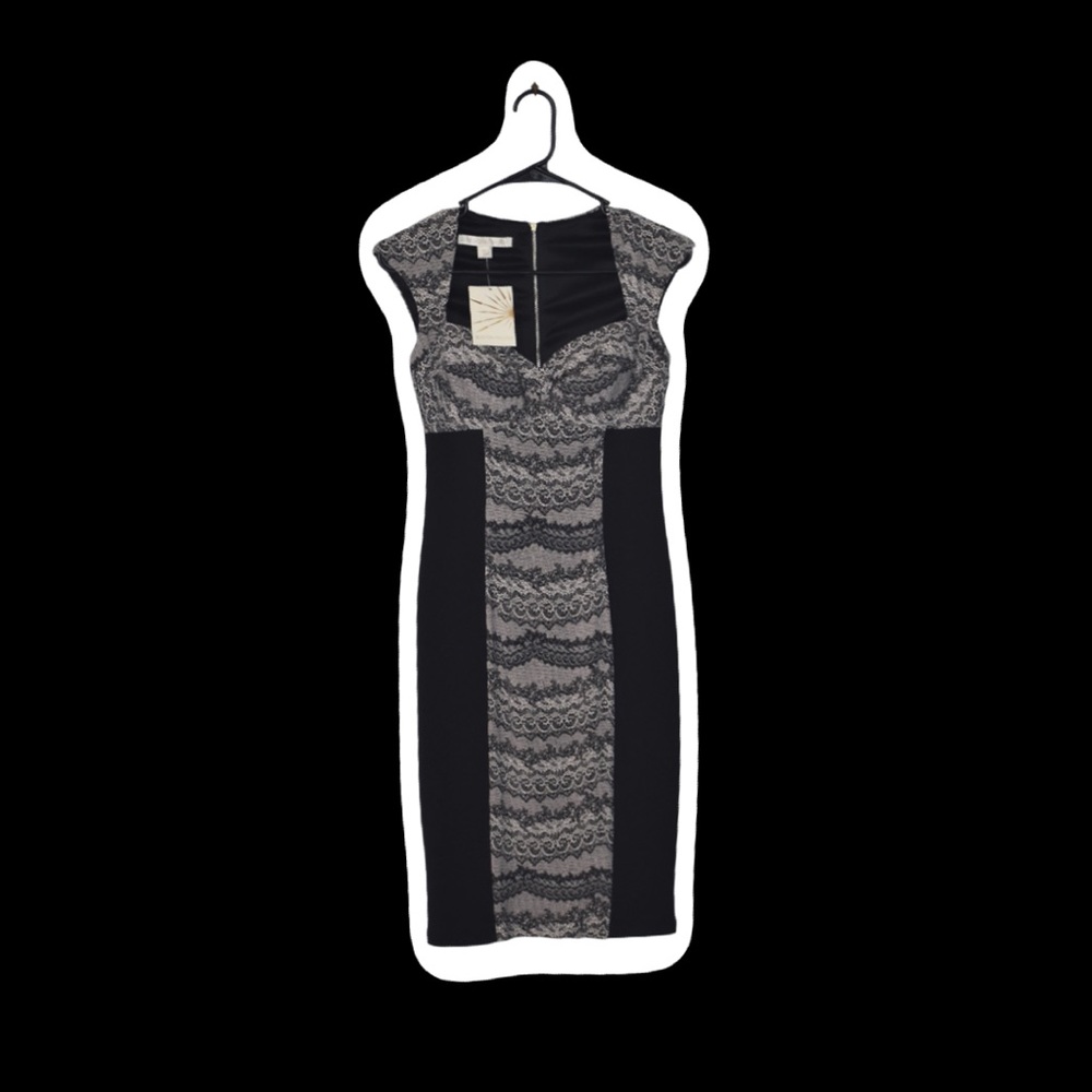Boston Proper Black Dress with nude design